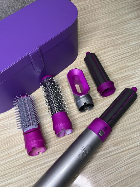 Стайлер 5в1 HAIR BRUSH Styler + Коробка Чохол з функціями надання об'єму, випрямлення, укладання Фіолетовий 260708 фото