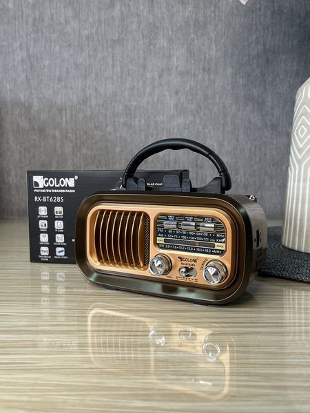 Радиоприёмник GOLON RX-BT628S с аккумулятором Bluetooth, USB, SD и солнечной панелью Тёмный 260823 фото
