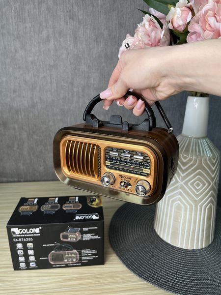 Радиоприёмник GOLON RX-BT628S с аккумулятором Bluetooth, USB, SD и солнечной панелью Тёмный 260823 фото