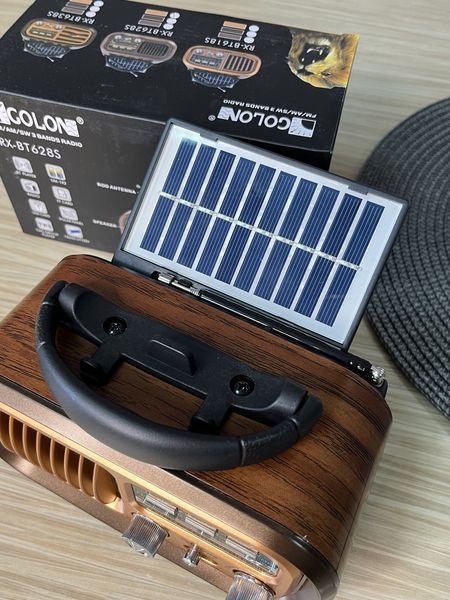 Радиоприёмник GOLON RX-BT628S с аккумулятором Bluetooth, USB, SD и солнечной панелью Тёмный 260823 фото