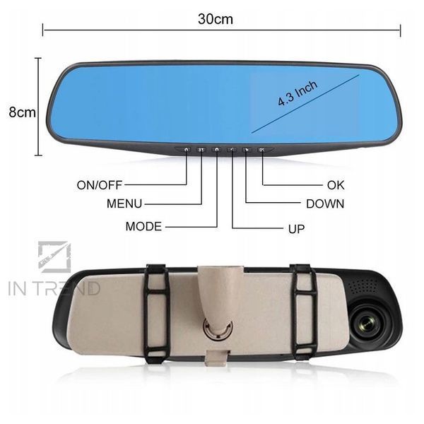 Відеореєстратор - дзеркало з камерою заднього виду DVR L9000-2JR - Автомобільний реєстратор 260070 фото
