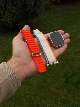 Смартгодинник Smart Watch ULTRA 2 AMOLED 49 мм Чорний + ремінець у подарунок/Сірий + Помаранчевий ремінець 260802 фото