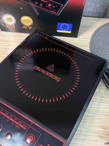 Інфрачервона плита Crownberg CB-1322 2000 Вт, настільна одноконфоркова електроплита, склокераміка 260894 фото