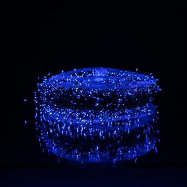 Гірлянда-нитка Роса &laquo;Хвойна лапа&raquo; 50 м / 1500 LED &mdash; Зелений дріт, Синій колір 260868 фото