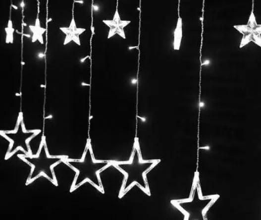 Гірлянда Штора Зірка 12PCS LIGHT STAR WITH з пультом різні режими Білий холодний 260254 фото