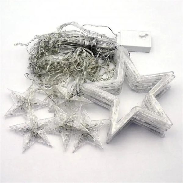Гірлянда Штора Зірка 12PCS LIGHT STAR WITH з пультом різні режими Білий холодний 260254 фото