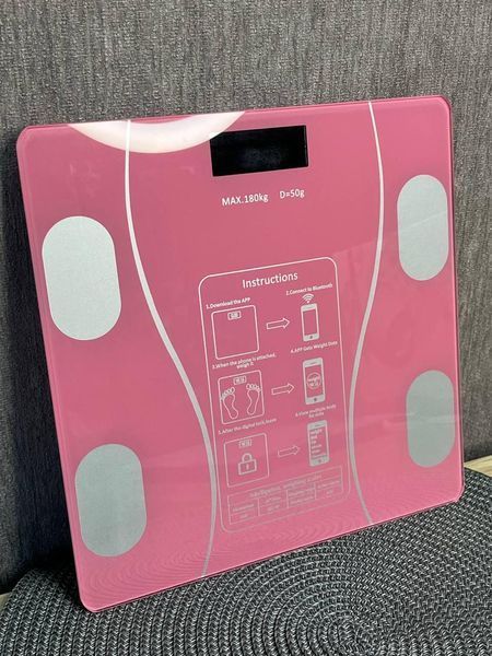 Розумні фітнес ваги з Bluetooth і вимірюванням основних показників тіла Рожеві 260587 фото