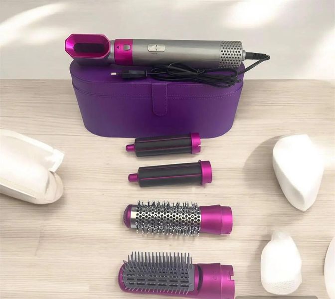 Стайлер 5в1 HAIR BRUSH Styler + Коробка Чехол с функциями придания объема, выпрямления, укладки Фиолетовый 260708 фото